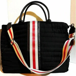 Think Royln black quilted nylon tote handbag